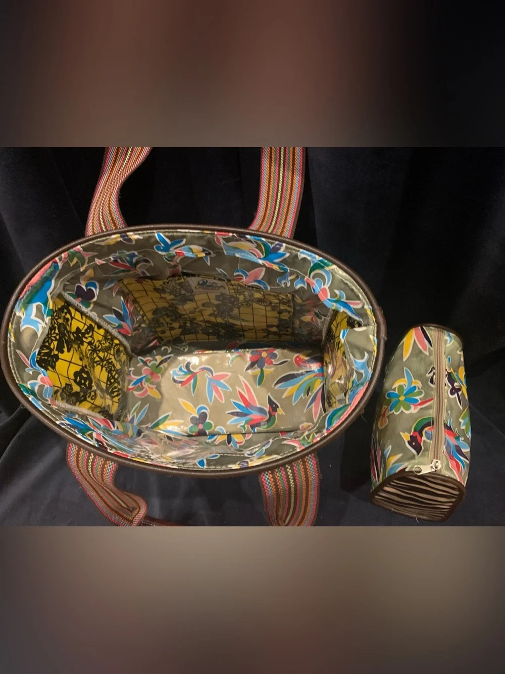 Consuela bag with small cosmetics bag.